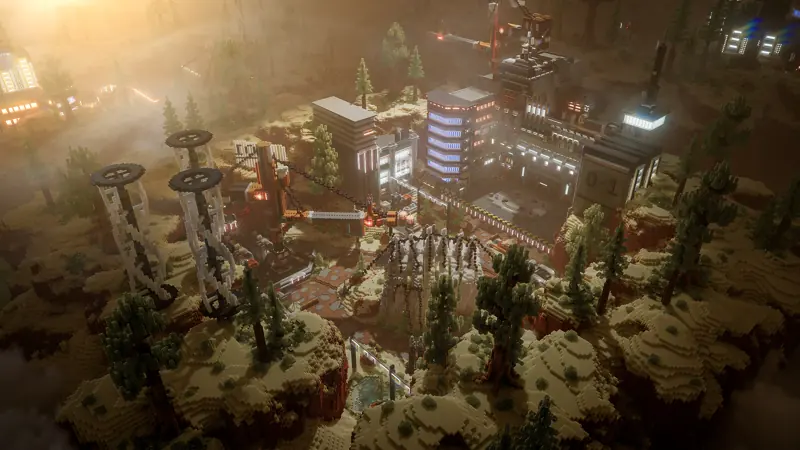 Apex Enterprises, a dark sci-fi city in a canyon