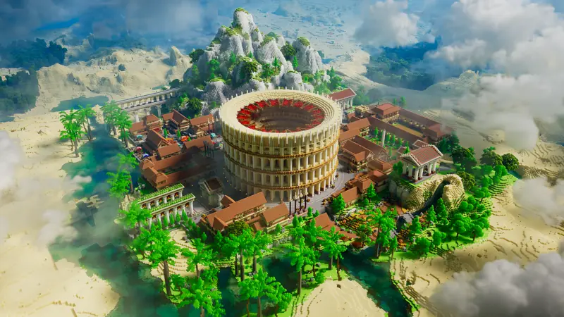 Holy Roman Empire, a Roman colosseum town in the desert