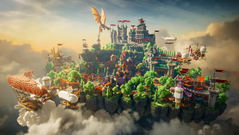 Polonia Kingdom, a fantasy castle town on a floating island with airships